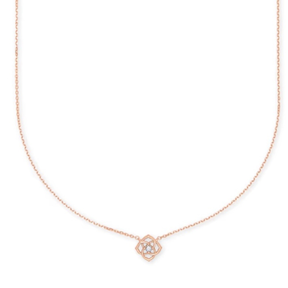 Kendra Scott Elegant Rose Gold Necklace with Floral pendant